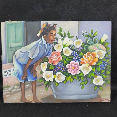 Original Haitian Painting By Gerald Decilien-16" X 12"