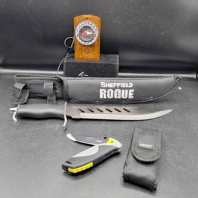 Sheffield Rogue Fixed Blade Hunting Knife w/Sheath & 