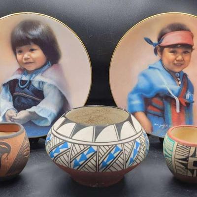 Pueblo Signed Pottery & Collectible Plates