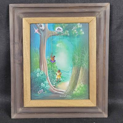 Original Haitian Painting By Berrouet Wilhem-Framed 12.25" x 14.5" 