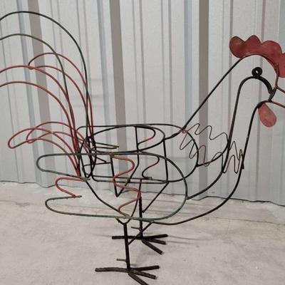 Wrought Iron Rooster Plant Stand