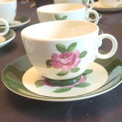 Vintage Taylor Smith - Taylor Pink Rose Green Band Tea Sets