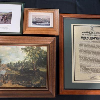 1916 Irish Proclamation, The Long Road Home, Flatford Mill, And Halfpenny Bridge (4-Prints)
