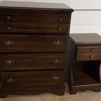 Classic Wooden Dresser & Matching Nightstand