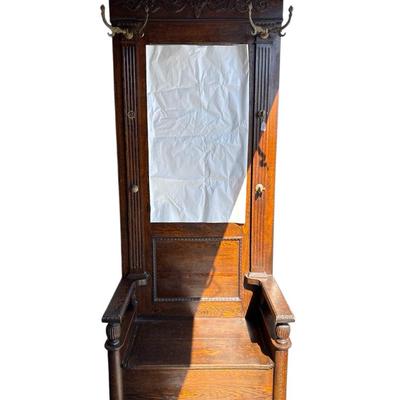 Stunning Antique Solid Wood Hall Tree