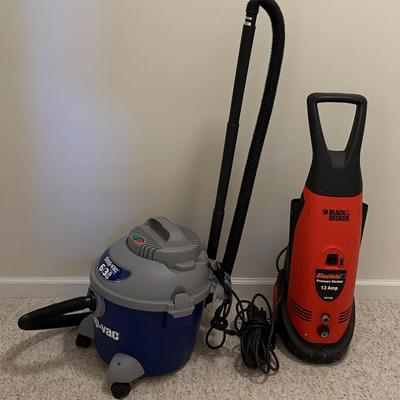 6 Gallon Shop Vac + Black & Decker 1500 PSI Electric Pressure Washer