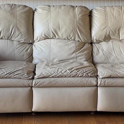 Reclining Leather Sofa (Bone)
