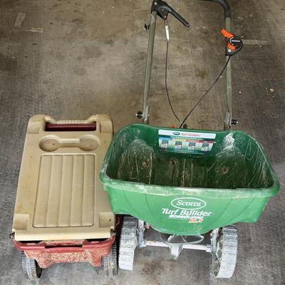 Scotts Turf Spreader + Yard Buddy Gardening Cart
