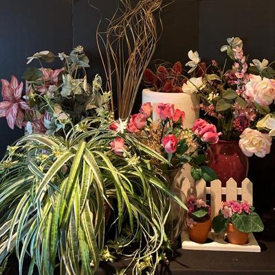 Ceramic + Glass Vases With Artificial Plants
