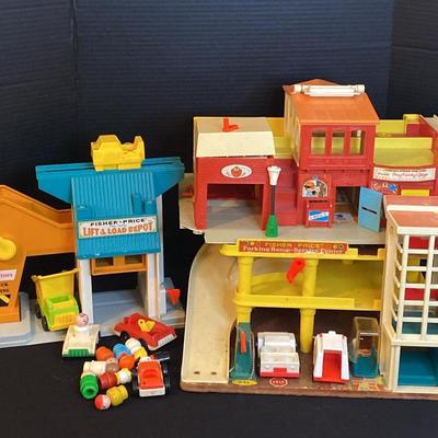 Fisher Price “Lift & Load Depot”, “Play Family Village”, & Parking Ramp Service Center & Accessories