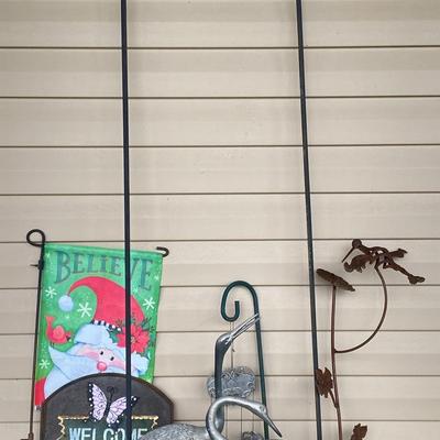 Metal Crane Garden Statue, Shepherds Hooks & More