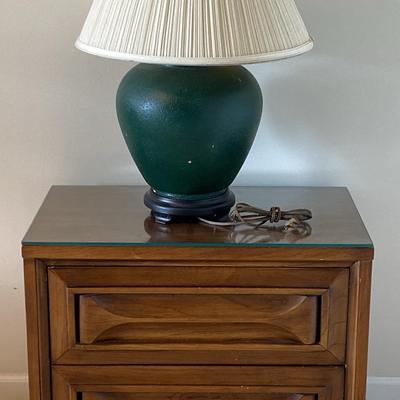 Mid Century Glass Top Night Stand & Table Lamp #2