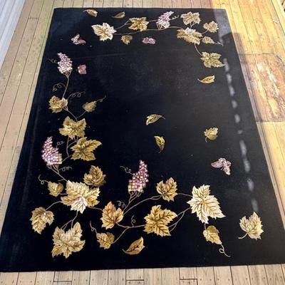 Delos Rugs of Merit "Dionysus" Black with Grapes & Butterflies