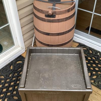 Rain Barrel & Small Patio Deck Box 