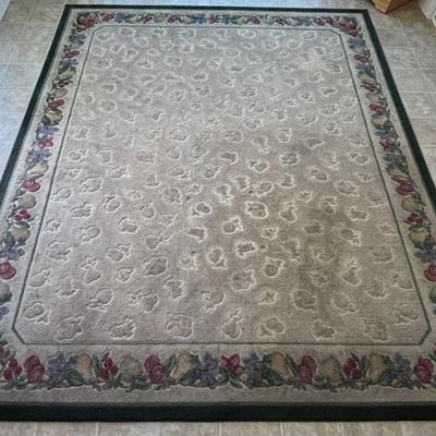Area Rug - Tan and Hunter Green with Fruit