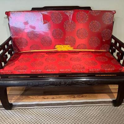 Chinese Rosewood Carved Love Seat
