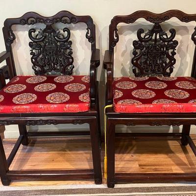 Chinese Rosewood Carved Chairs