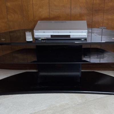 Black Glass TV Stand, Sony Dvd/Vhs Player