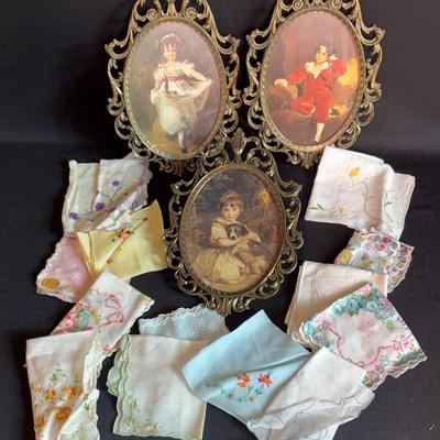 Vintage Victorian Wall Art with Handkerchiefs