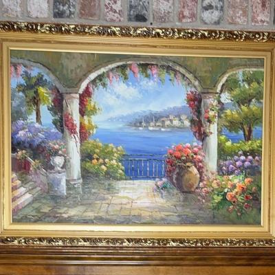 Patio Sunset Oil Painting 