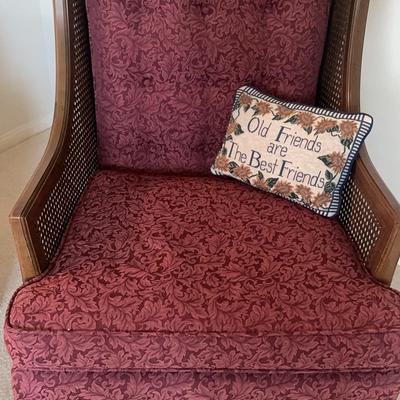 MCM Maroon Cane/Fabric Chair 