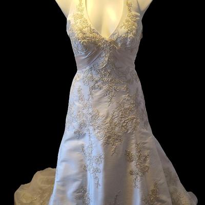 Casablanca Bridal Halter wedding dress with floral beaded embellishments size 8