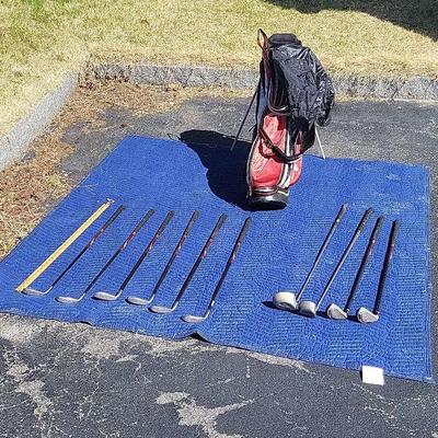 Golf Clubs for youth irons & drivers & free-standing golf bag