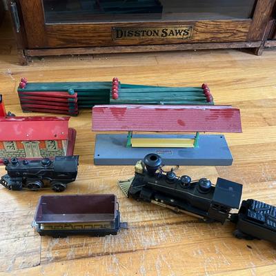 Marx "Tales of Wells Fargo" Train and Tender, Cast Iron Wind-Up Engine, and Train Accessories