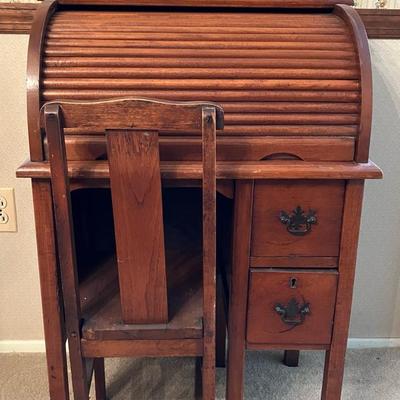 Children's Roll Top Desk and Chair
