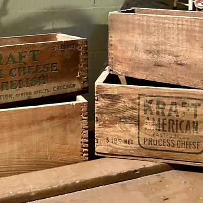 2 Vintage Kraft Cheese Boxes and 2 Plain