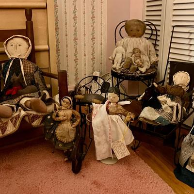 1920s Wooden Penny Doll, Cloth Dolls, and More