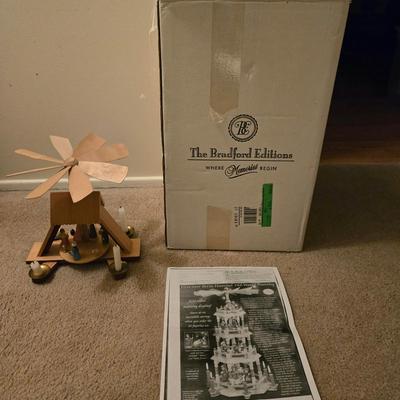 German Erzgebirge Christmas Pyramid and Berta Hummel Old-World Nativity, New in Box 
