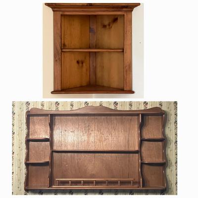 Hanging Wood Display Shelf and Hanging Corner Shelf