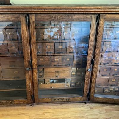 Large Vintage Oak Hardware/Apothecary Cabinet (See Comments)