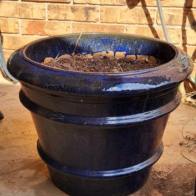Big Blue Pottery Planter