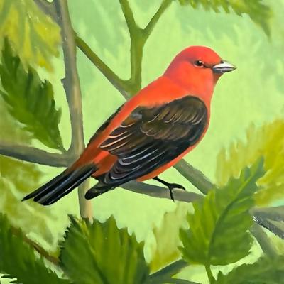 Scarlett Tanager 8" x 10" Oil on Panel, Reserve Price $160