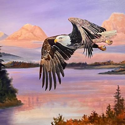 Teton Eagle 16” x 20” Oil on Panel, Reserve Price $640