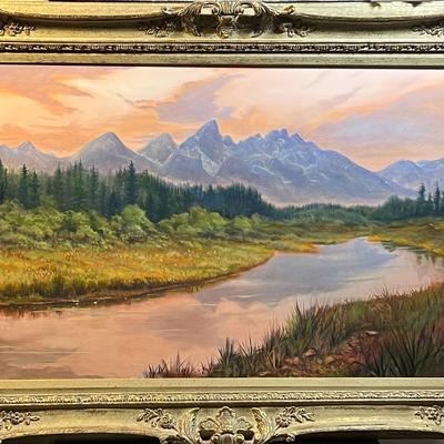 Schwabacher Landing at the Tetons 24" x 36" Oil on Linen, $2000 Reserve Price (Frame Not Included)
