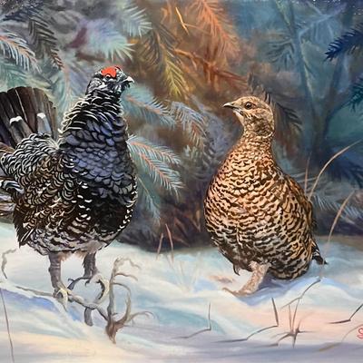 Spruce Grouse: 12” x 16” Oil on Panel, Reserve Price $900