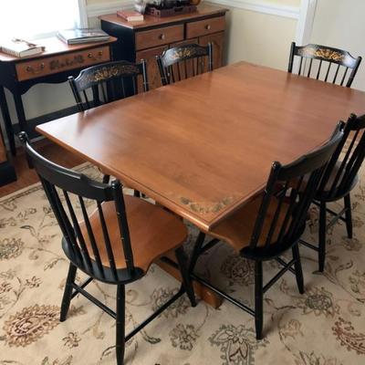 Hitchcock trestle table w/ set of 7 chairs