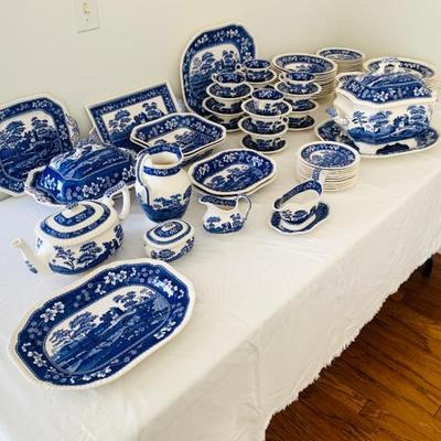 Lg. Spode “ Blue Tower “ dinnerware set