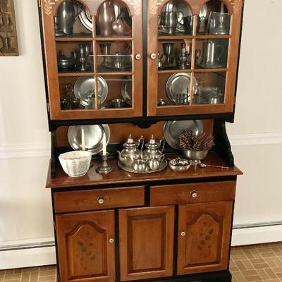 Hitchcock hutch w/ pewter collection