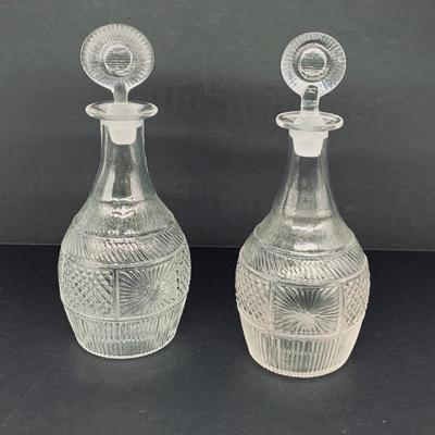MFA mold blown diamond and sunburst Sandwich glass decanters