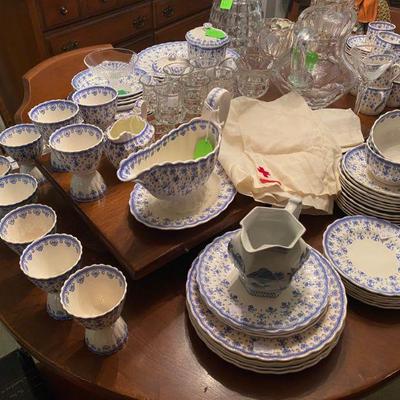 blue and white china spode, fleur de lis, copeland, england