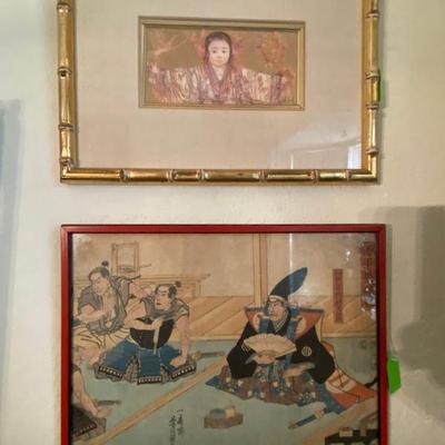 Japanese Wood Block Print by Yoshisada, 19th Century, theater scene from the EDO period
