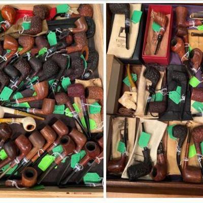 LARGE collection of smoking pipes, over 100, with accessories, EXCELLENT CONDITION, Dunhill, Castello, Savinelli, MJ Frey, Willmer,...