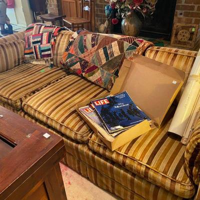 1960s velvet striped sofa