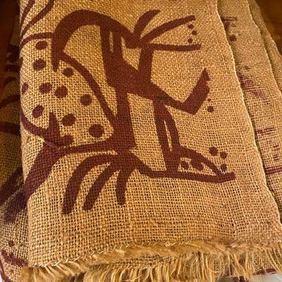 burlap textiles stamped