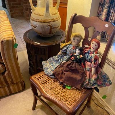 1960s ceramic table lamp antique topsy turvy dolls