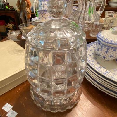 antique glass tobacco jar